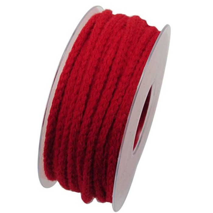 ROTOLO TRECCIA LANA ROSSO 6MMX20MT.