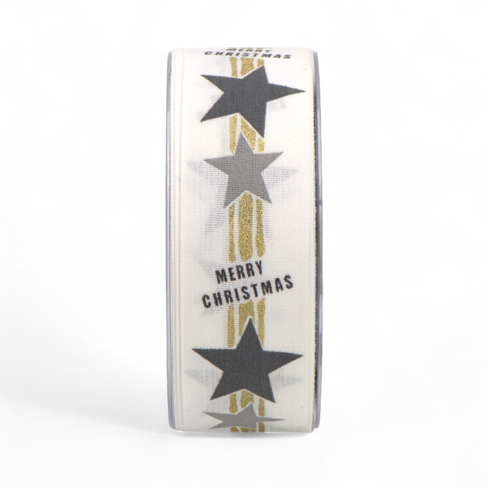 NASTRO MERRY XMAS 40MMX20MT BIANCO